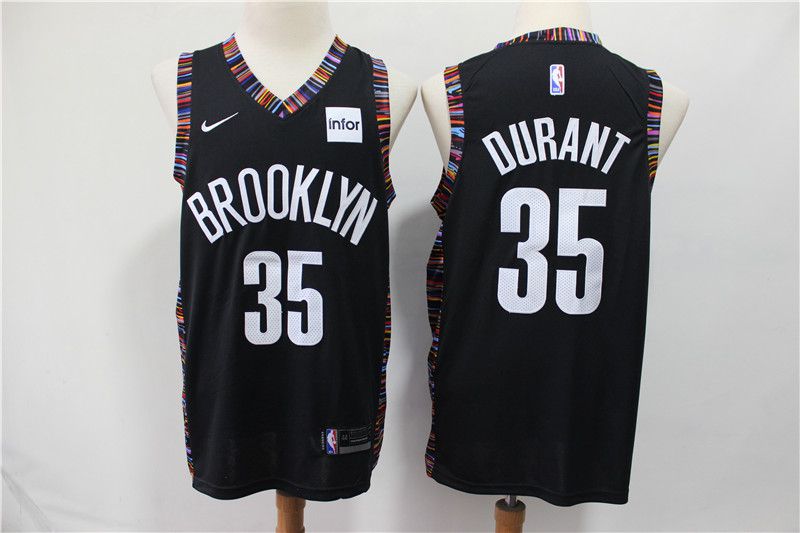 Men Brooklyn Nets 35 Durant Black City Edition Nike NBA Jerseys
